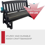 Amish Heavy Duty 800 Lb Mission Pressure Treated Porch Glider with Cupholders (5 Foot, Semi-Solid Black Stain) - Photo 5