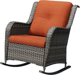 Outdoor Rocking Chair, Wicker Patio Chair with Thickened Olefin Cushions, High Back and Deep Seating - Photo 9