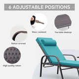 3 Pieces Patio Chaise Lounge Set Outdoor PE Rattan Armrest Lounge Chair Adjustable Backrest Reclining Chair with - Photo 4