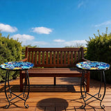 15 Inch Jellyfish Mosaic Side Tables (Set of 2) - Small Outdoor Round Folding Tables with Weather-Resistant Metal Frame - Photo 3