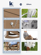 KINGYES Adirondack Rocking Chair with Retractable Ottoman and Cup Holders - Photo 6