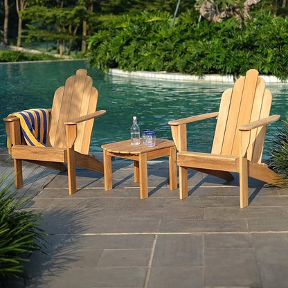 Cambridge Casual Arie Teak Adirondack Chair, Solid Indonesian Teak Wood Outdoor Seating with Natural Finish, Weather-Resistant Patio Chair for Porch, Lawn, Garden, Deck, or Backyard Relaxation