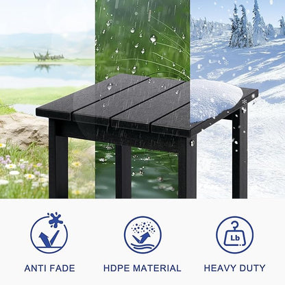 LZRS Adirondack Square Outdoor Side Table for Patio, Pool Composite Patio Table,HDPE End Tables for Backyard,Pool, Indoor Companion, Easy Maintenance & Weather Resistant(Black)