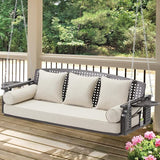 3 Seat Porch Swing, Patio Swing Bench with Cup Holders & 3 Back Cushions - Photo 1