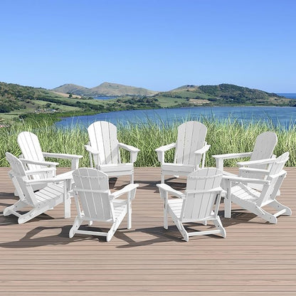 WestinTrends Malibu Malibu Outdoor Folding Poly Adirondack Chair (Set of 8), White