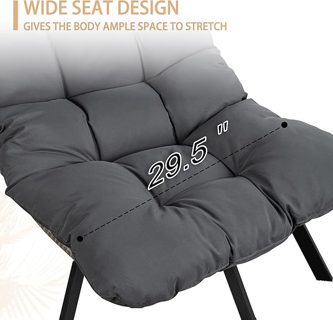 JAMFLY Rattan Swivel Chair, 360° Wicker Swivel Chairs with Thickened Cushions & Side Storage - Photo 4