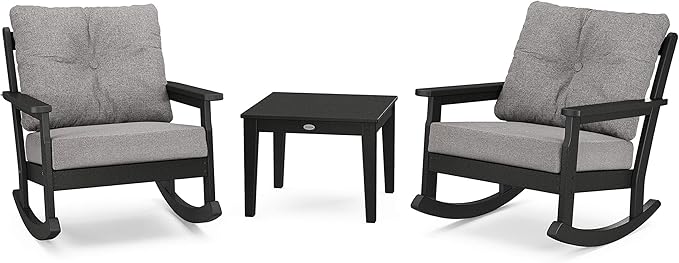 Polywood Vineyard 3-Piece Deep Seating Rocker Set (Black/Grey Mist) - Photo 1