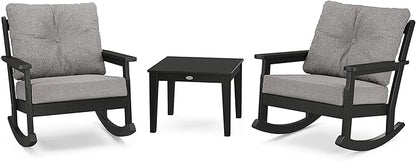 Polywood Vineyard 3-Piece Deep Seating Rocker Set (Black/Grey Mist)