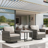 Outdoor Patio Swivel Rocker Chairs - 3 Piece Wicker Patio Furniture Bistro Swivel Rocking Chairs Set with Comfortable - Photo 6