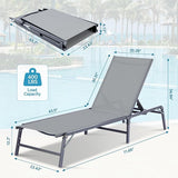 Outdoor Chaise Lounge Chair Set of 2, Foldable & Assemble-Free, 6 Adjustable Positions, Durable Rust-Resistant Frame - Photo 2