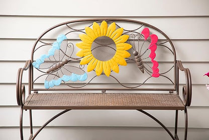 Evergreen Garden Sunflower Garden Bench Outdoors & Indoors | Cast Iron Metal Patio Bench | Outdoor Seating Furniture | Seats for Park, Porch, Deck, Yard