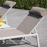 Domi Patio Chaise Lounge Set of 2 with Side Table, Aluminum Adjustable Pool Lounge Chairs - Photo 4
