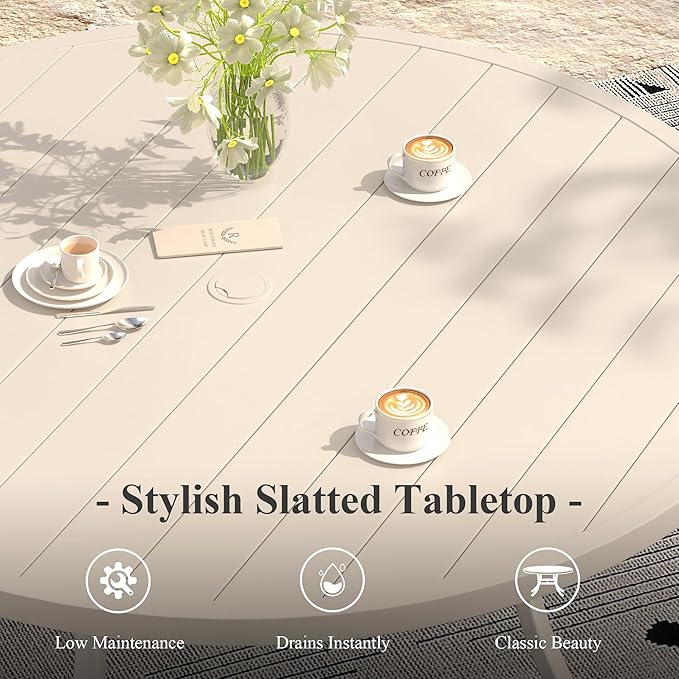 Outdoor Dining Table for 8, 60" Round Outdoor Table with Adjustable Umbrella Hole - Photo 5