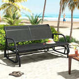 Patio Outdoor Glider Bench, High Backrest and Breathable Mesh Fabric, Yard Porch Loveseat, Outside Rocking Swing Chair - Photo 2