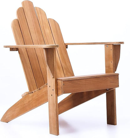 Cambridge Casual Arie Teak Adirondack Chair, Solid Indonesian Teak Wood Outdoor Seating with Natural Finish, Weather-Resistant Patio Chair for Porch, Lawn, Garden, Deck, or Backyard Relaxation