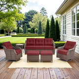 Belord High Back Outdoor Patio Furniture Set - Wicker Outdoor Swivel Rocker Patio Chairs with Sofa and Ottoman - Photo 1