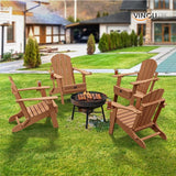 VINGLI Back-Adjustable Plastic Folding Adirondack Chairs Set of 2, Teak - Photo 2