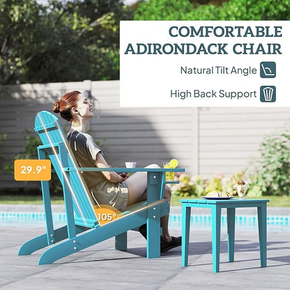 Outsunny Wooden Adirondack Chair, Outdoor Patio Lawn Chair with Cup Holder, Weather Resistant Lawn Furniture, Classic Lounge for Deck, Garden, Backyard, Fire Pit, Sky Blue