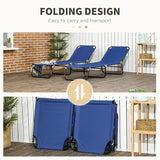 Outsunny 2 Piece Folding Chaise Lounge Pool Chairs, Outdoor Sun Tanning Chairs with 5-Level Reclining Back - Photo 5