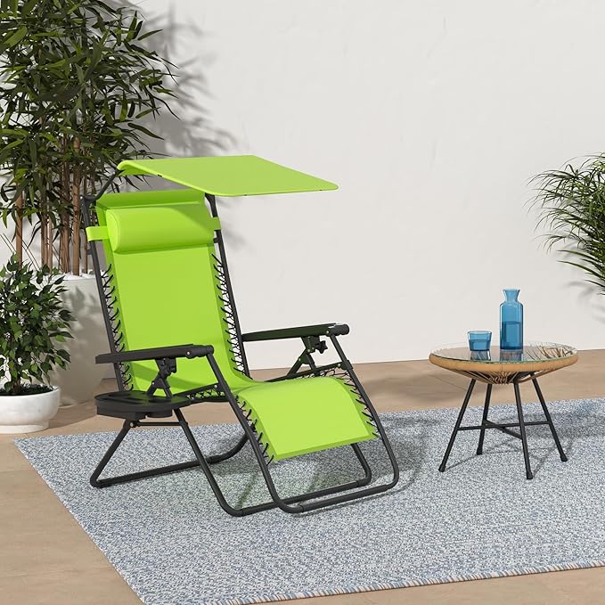 Best Choice Products Folding Zero Gravity Outdoor Recliner Patio Lounge Chair w/Adjustable Canopy Shade, Headrest - Photo 2