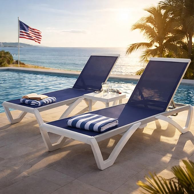 Kozyard Outdoor Chaise Lounge Chair, Full Flat Adjustable Patio Lounger with Aluminum Frame & Resin Legs - Photo 1