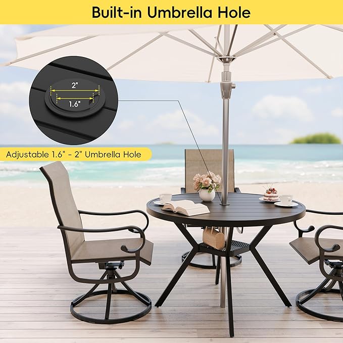 Betterhood 42” Outdoor Patio Table, Metal Patio Dining Table for All Weather, Round Outdoor Coffee Table - Photo 5