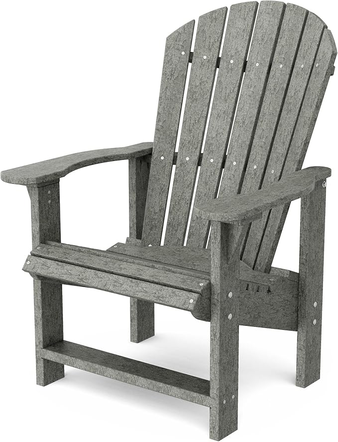 Wildridge Heritage Upright Adirondack Chair, Dark Gray - Outdoor All-Weather Poly Furniture for Patio, Deck, Yard