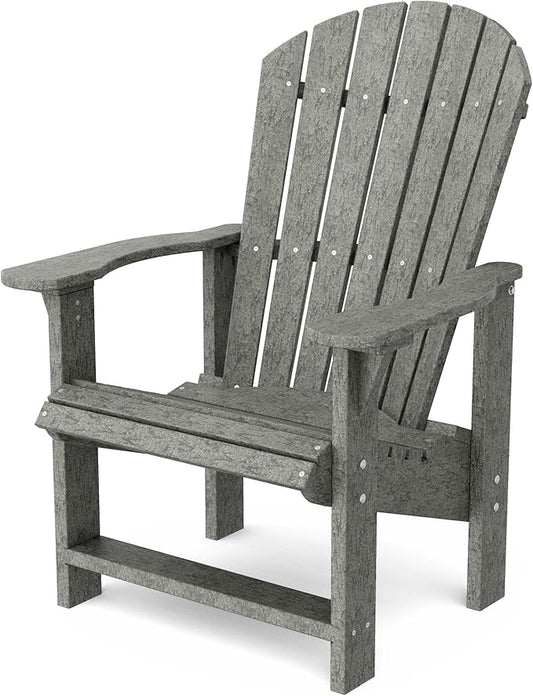Wildridge Heritage Upright Adirondack Chair, Dark Gray - Outdoor All-Weather Poly Furniture for Patio, Deck, Yard