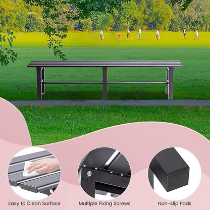 TECSPACE 59 Inches Aluminum Outdoor Weatherproof Bench Backless, 330 LBS Bearing Capacity Garden Porch Bench, Black