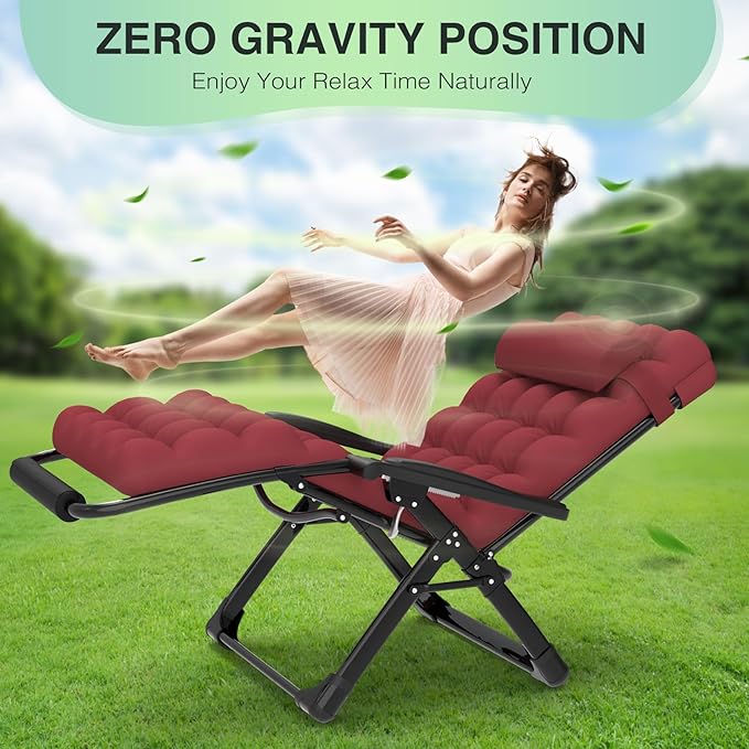 Suteck Oversized Zero Gravity Chair, 33In XXL Lounge Chair w/Removable Cushion&Headrest - Photo 6