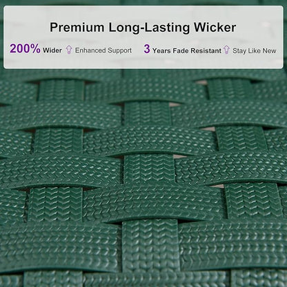 PURPLE LEAF Patio Chaise Lounge Chairs Outdoor 1 Piece, Wicker Pool Lounge Chairs for Outside with Adjustable Backrest, Aluminum Sunbathing Lounger for Patio, Poolside, Garden, Green