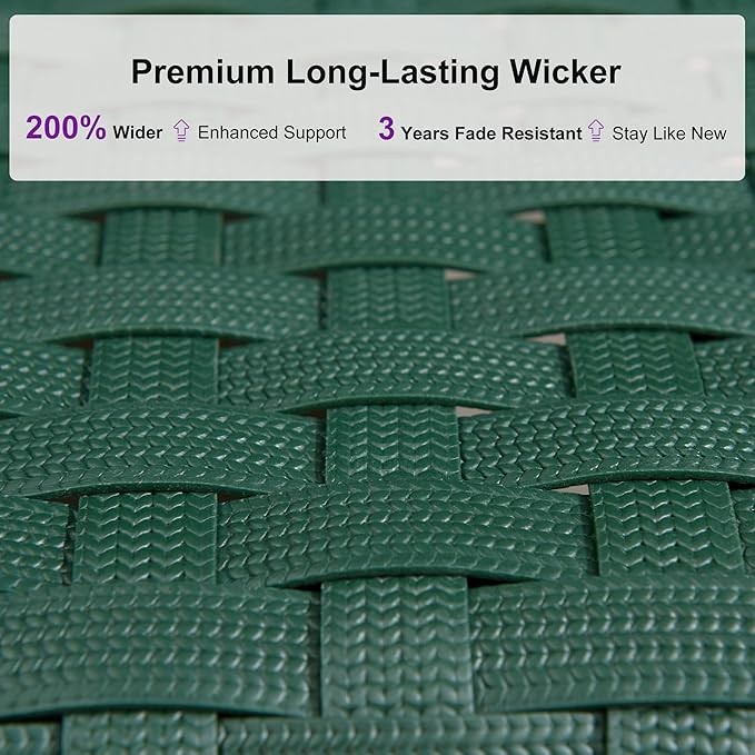 PURPLE LEAF Patio Chaise Lounge Chairs Outdoor Set of 2, Wicker Pool Lounge Chairs for Outside with Adjustable Backrest, Aluminum Sunbathing Lounger for Patio, Poolside, Garden, Green