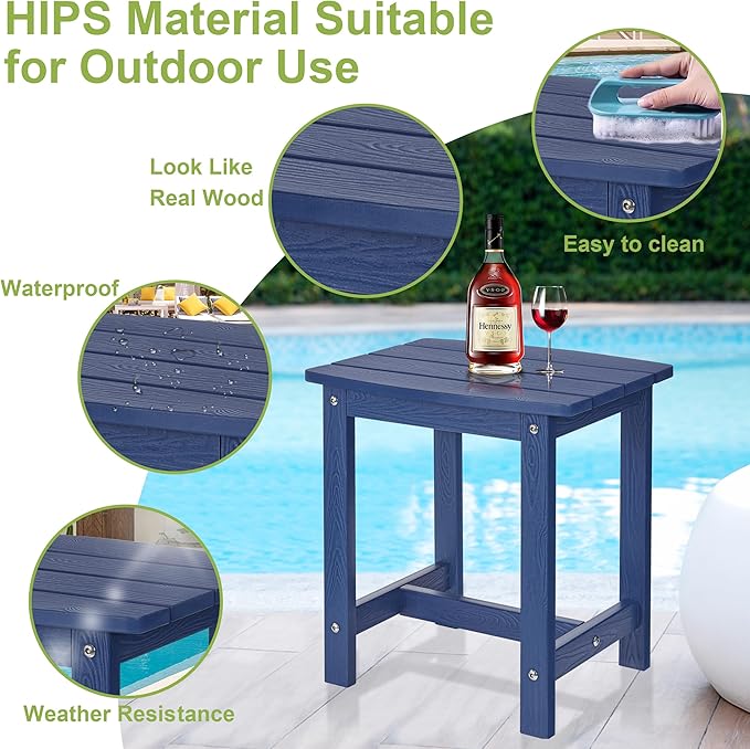 Y&M Outdoor Side Table, HIPS Adirondack Small Single Table, Waterproof Square Outside Table - Photo 4
