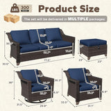 7 Pieces Patio Conversation Furniture Set - 1 Sofa, 2 Armchairs, 2 Ottomans, 2 Swivel Chairs - Photo 2