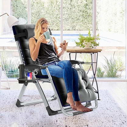 Slsy Zero Gravity Chair, Reclining Lounge Chair with Removable Cushion & Tray for Indoor and Outdoor, Patio Recliner Folding Reclining Chair