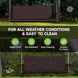 Real Relax Front Porch Swing, Wooden Upgraded 3 Person Seat Bench Swing Hanging Chair with Cup Holders - Photo 5