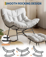 GAOMON Outdoor Oversized Papasan Rocking Chair with Footrest - Patio Lounge Chair with Ottoman - Photo 5