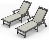 LUE BONA Chaise Lounge Chair Outdoor Set of 2, HDPS and HDPE Wicker Material - Photo 1