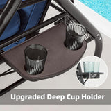 HOMREST 3 Seat Outdoor Porch Swing with Adjustable Canopy, Convertible Patio Swing Bed with Stand - Photo 5