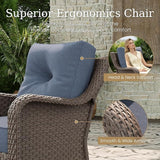 6 Piece Patio Furniture Set, All-Weather Wicker Outdoor Conversation Set with Swivel Rocking Chair and 6 Inch Thick - Photo 5