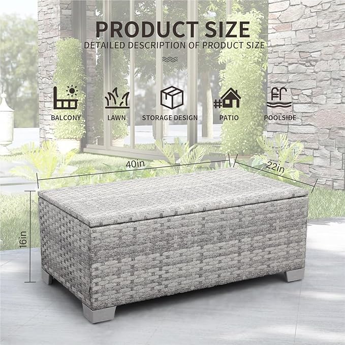 WAROOM Patio Coffee Table PE Wicker Ourdoor Storage Table - Photo 2