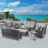 Belord 13 Piece Wicker Patio Furniture Set, Outdoor Swivel Rocker Chairs Set of 4 with Ottomans and Rattan Couch - Photo 1