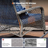 UDPATIO Rocking Outdoor Chair Patio Wicker Chair with Cushions, Lumbar Pillow for Porch Backyard, Porch, Balcony - Photo 6