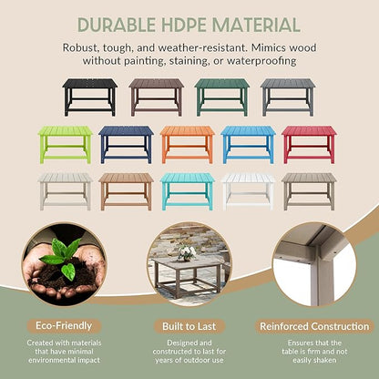 WestinTrends Malibu Low Outdoor HDPE Square Patio Coffee Table, Weathered Wood