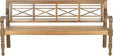 Safavieh Patio Collection Martin Adirondack Acacia Wood Bench, Natural - Photo 1