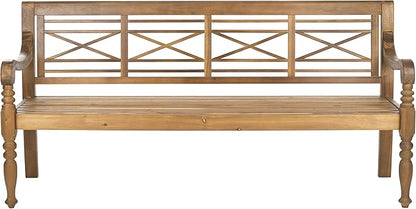 Safavieh Patio Collection Martin Adirondack Acacia Wood Bench, Natural