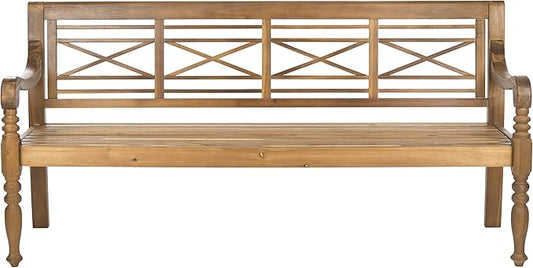 Safavieh Patio Collection Martin Adirondack Acacia Wood Bench, Natural