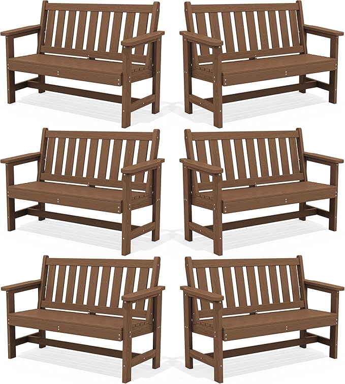 SERWALL Outdoor Bench, HDPE Outdoor Benches Weatherproof, 2-Person Garden Bench with 660 lbs Weight Capacity - Photo 1