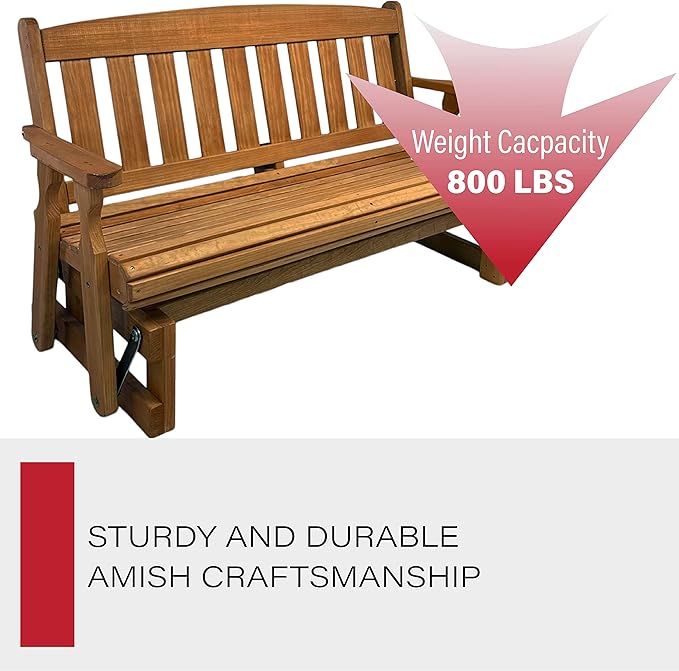 Amish Casual Heavy Duty 800 Lb Mission Pressure Treated Porch Glider (5 Foot, Cedar Stain)