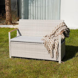 Grand patio Outdoor Storage Bench Deck Box with Olefin Cushion, Wicker Deck Box with Water Resistant Bag - Photo 3